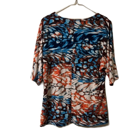 Susan Lawrence, Colorful, Scoop Neckline, Dolman Short Sleeve Top, Multi, Large - Picture 2 of 3